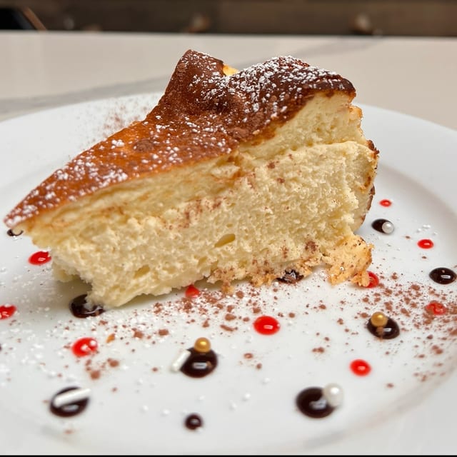 Basque Burned Cheesecake Slice.